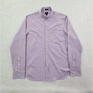 J. Crew Shirt Men's M Lilac Purple Checked Slim Fit Flex Washed Long Sleeve EUC
